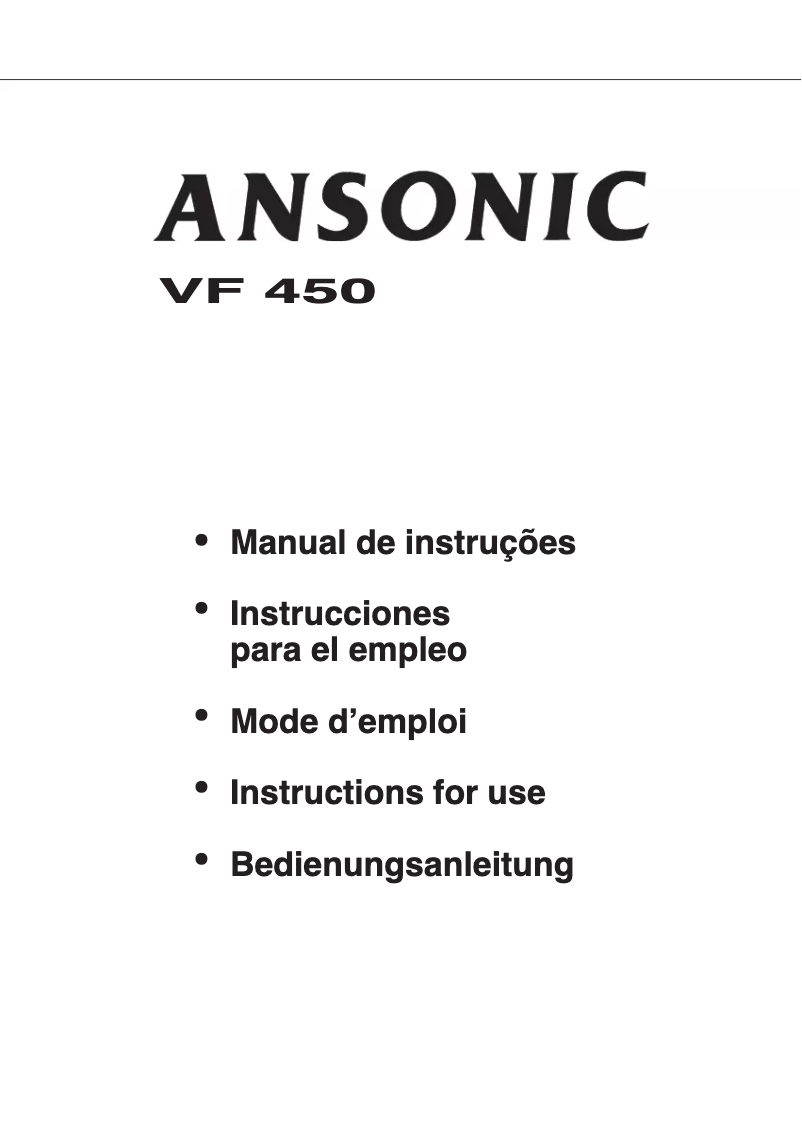 Page 1 de la notice Manuel utilisateur Ansonic VF 450