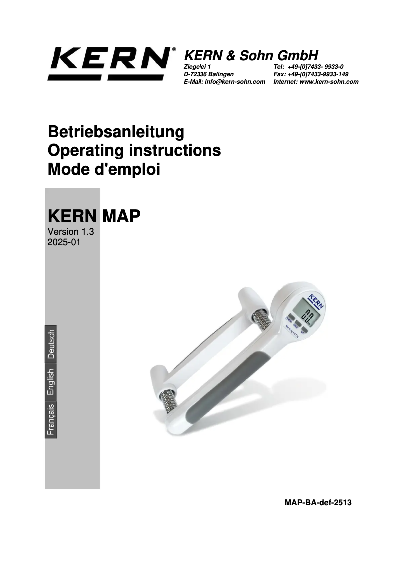 Page 1 de la notice Manuel utilisateur Kern MAP 80K1