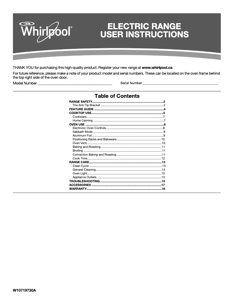 Page 1 de la notice Manuel utilisateur Whirlpool YWFE540H0EB