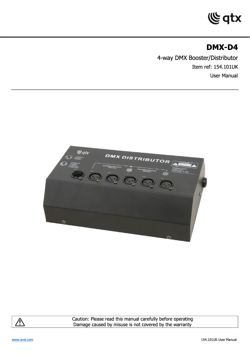 Page 1 de la notice Manuel utilisateur Qtx DMX-D4