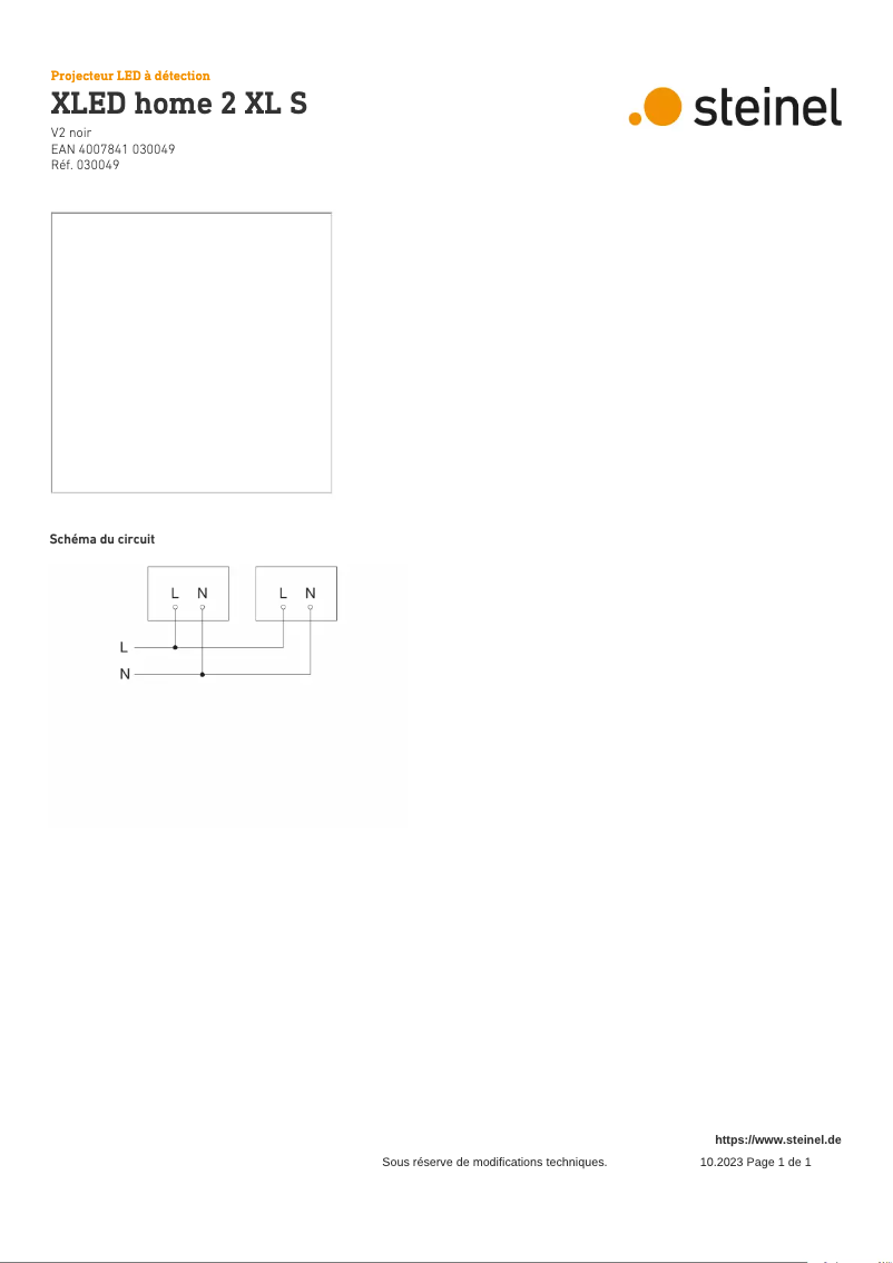 Page 1 de la notice Schéma de câblage Steinel XLED home 2 XL S
