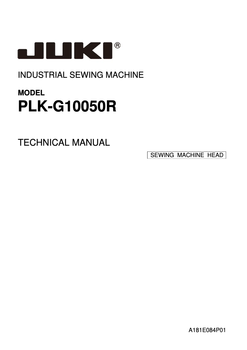 Page n°1 - Manuel utilisateur Juki PLK-G10050R