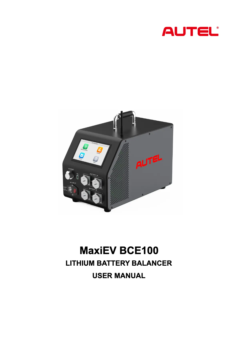 Page n°1 - Manuel utilisateur Autel MaxiEV BCE100