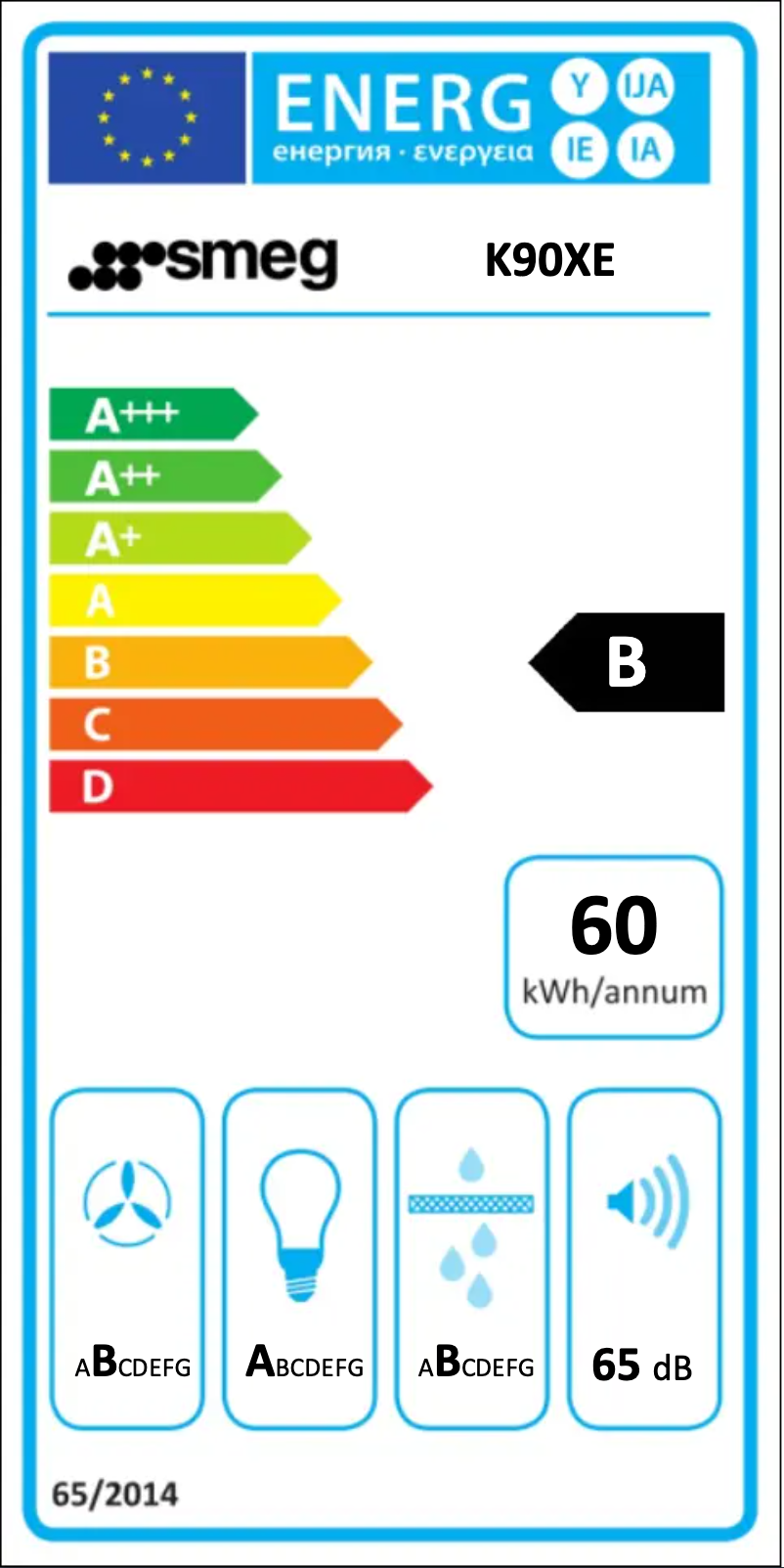 Page 1 de la notice Label énergétique Smeg K90XE