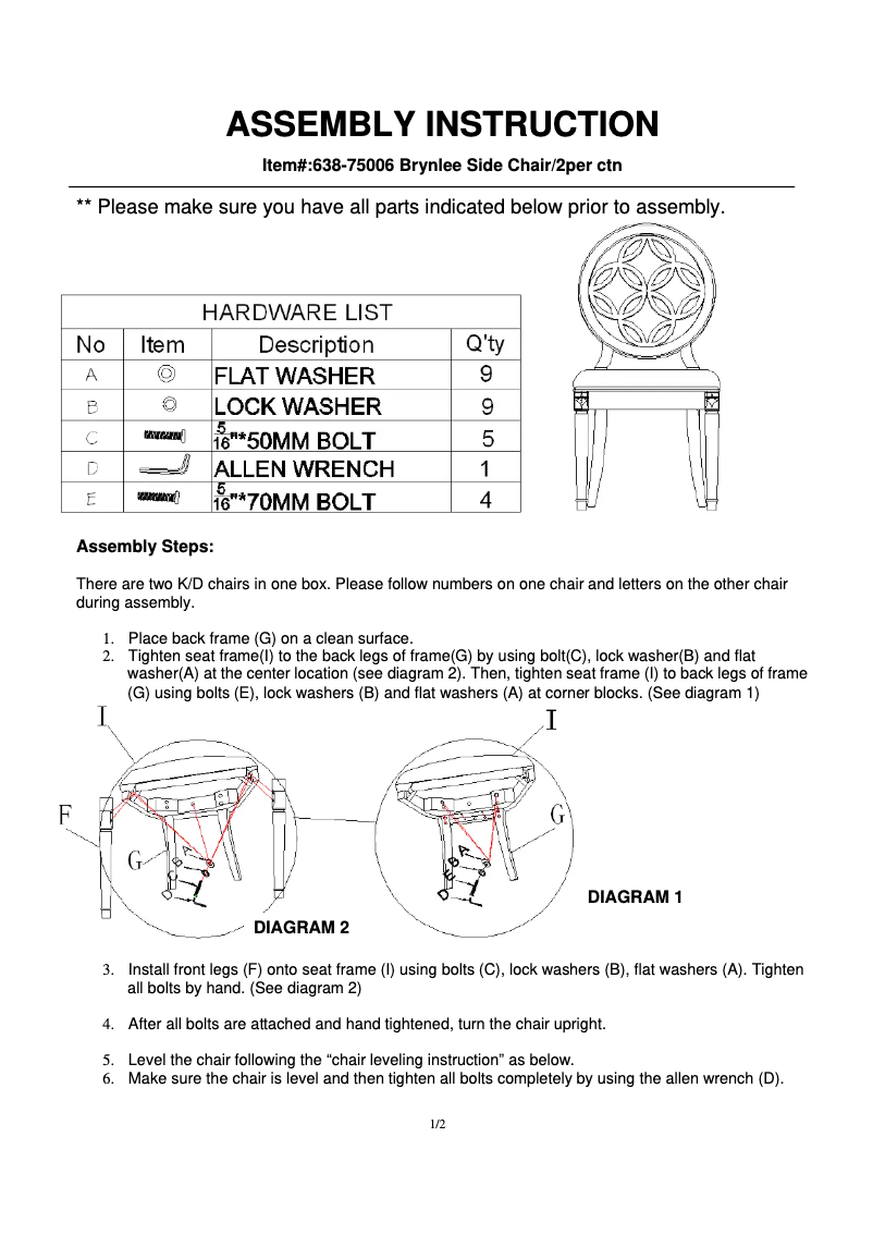 Page 1 de la notice Manuel utilisateur Hooker 638-75006