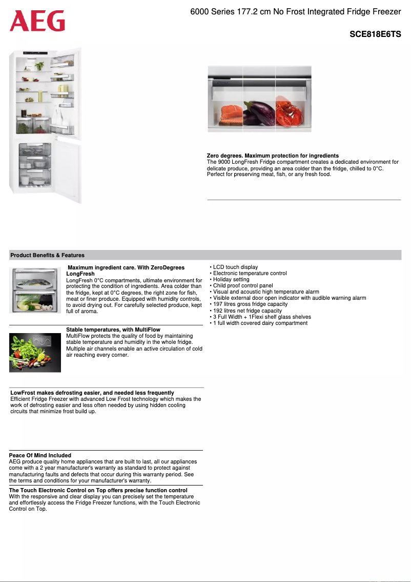 Page 1 de la notice Fiche technique AEG SCE818E6TS