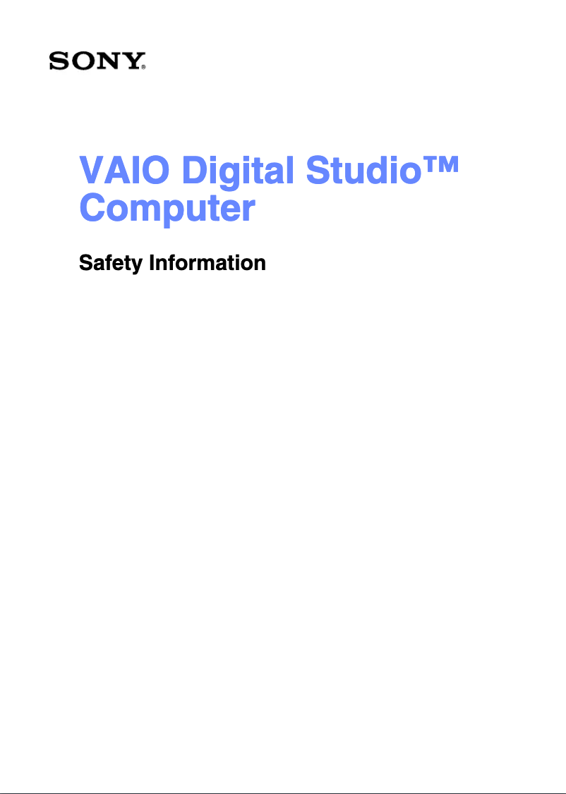 Page n°1 - Instructions de sécurité Sony Vaio PCV-RX672