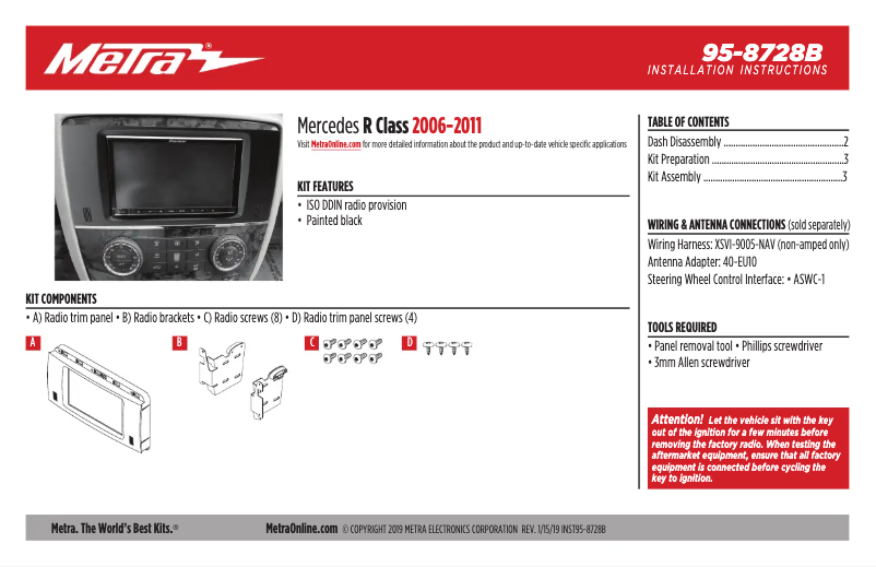 Page n°1 - Guide d'installation Metra 95-8728B