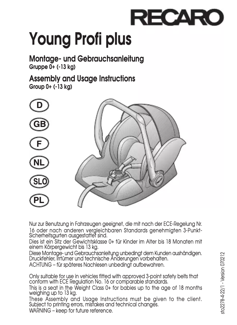 Image de la première page du manuel de l'appareil Young Profi plus