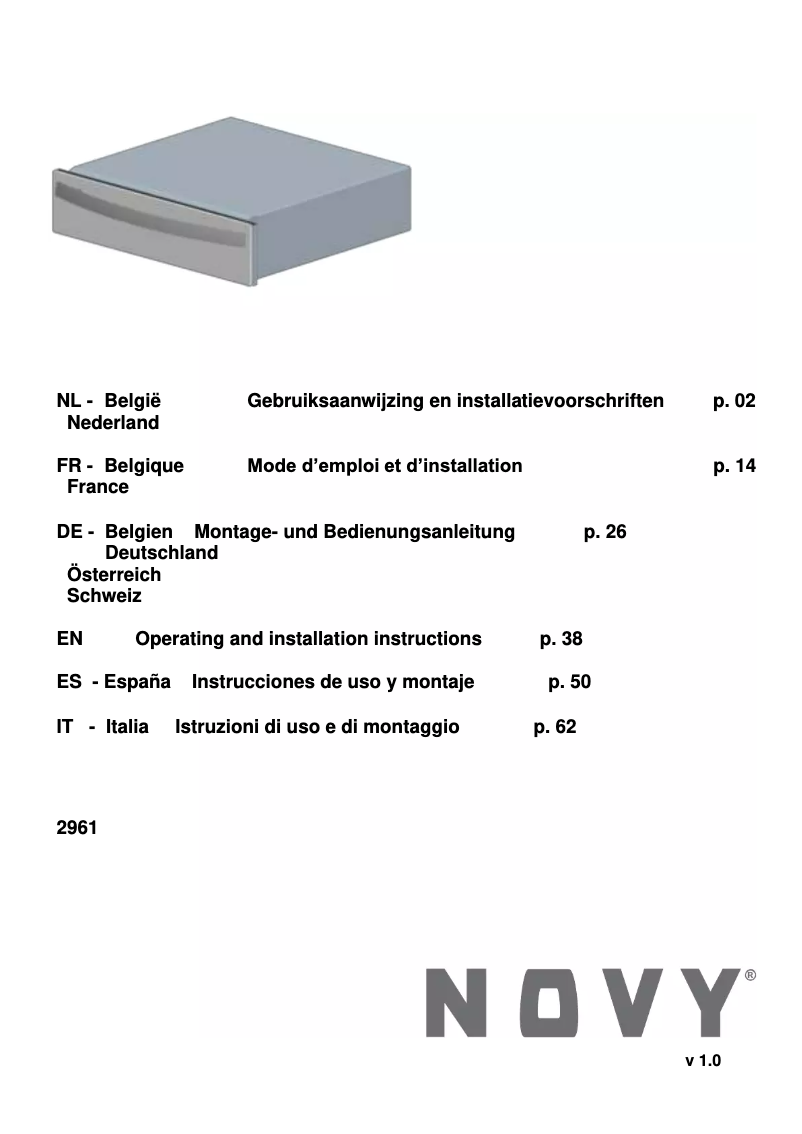 Page 1 de la notice Manuel utilisateur Novy 2961
