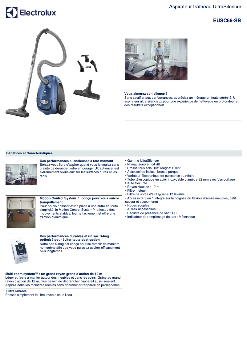 Page 1 de la notice Manuel utilisateur Electrolux EUSC66-SB