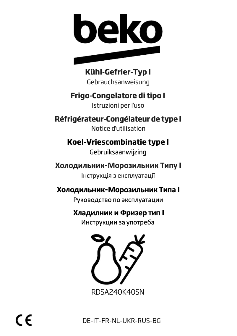 Page 1 de la notice Manuel utilisateur Beko RDSA240K40SN