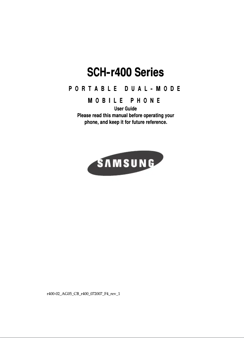 Page n°1 - Manuel utilisateur Samsung SCH-R400