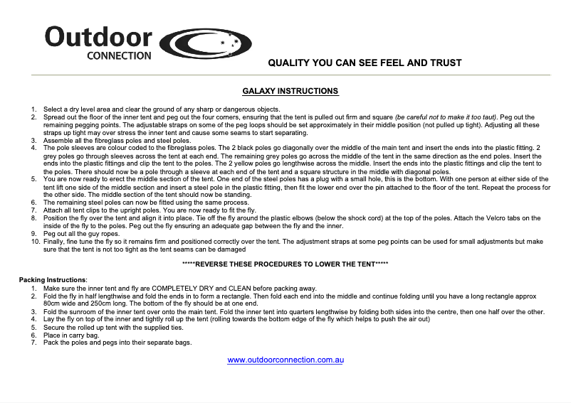 Página 1 del manual Manual de usuario Outdoor Connection Galaxy