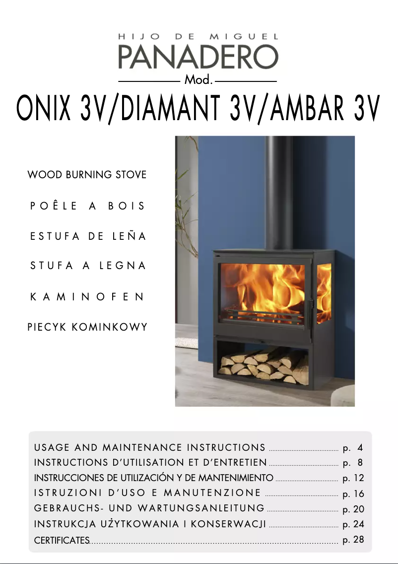 Page 1 de la notice Manuel utilisateur Panadero Onix 3V