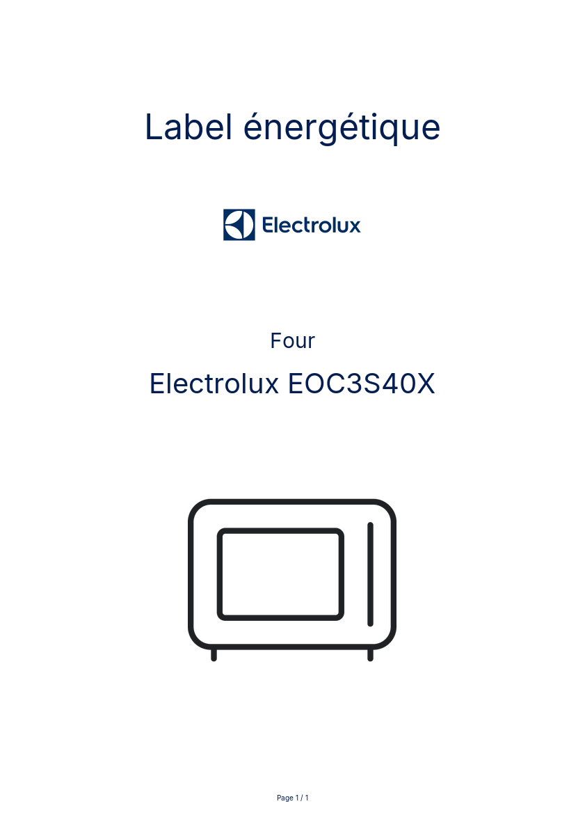 Page n°1 - Label énergétique Electrolux EOC3S40X
