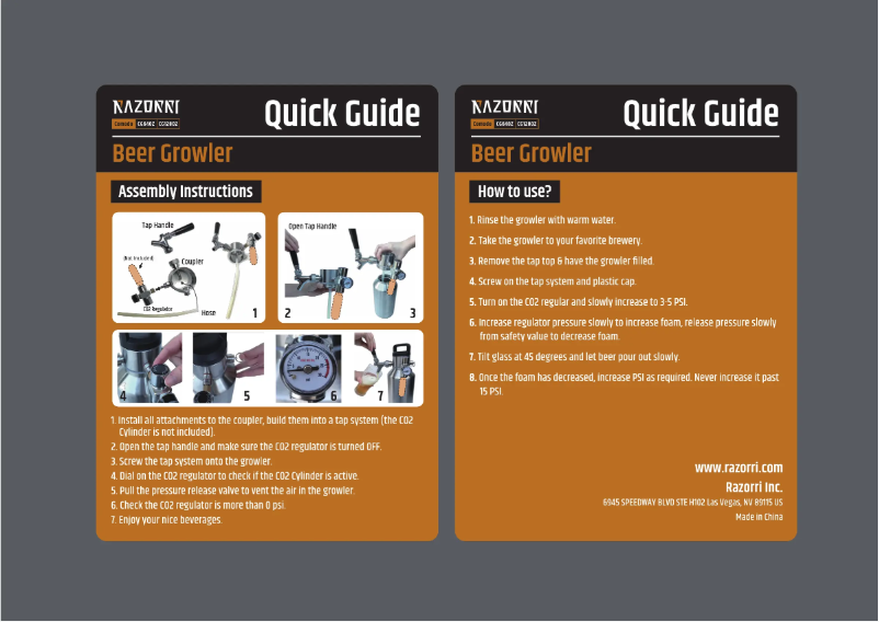 Page 1 de la notice Manuel utilisateur Razorri Beer Growler GC1280Z