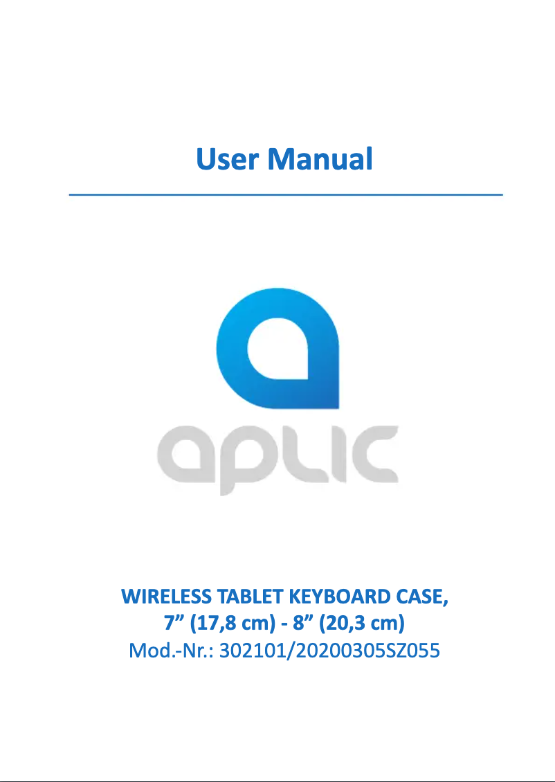 Page n°1 - Manuel utilisateur Aplic 302101