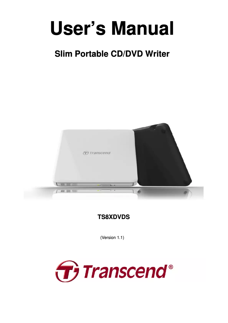 Page 1 de la notice Manuel utilisateur Transcend TS8XDVDS