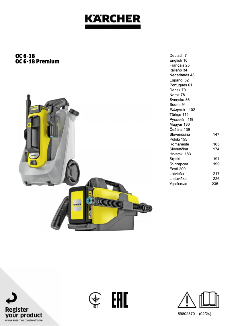Image de la première page du manuel de l'appareil OC 6-18 Premium