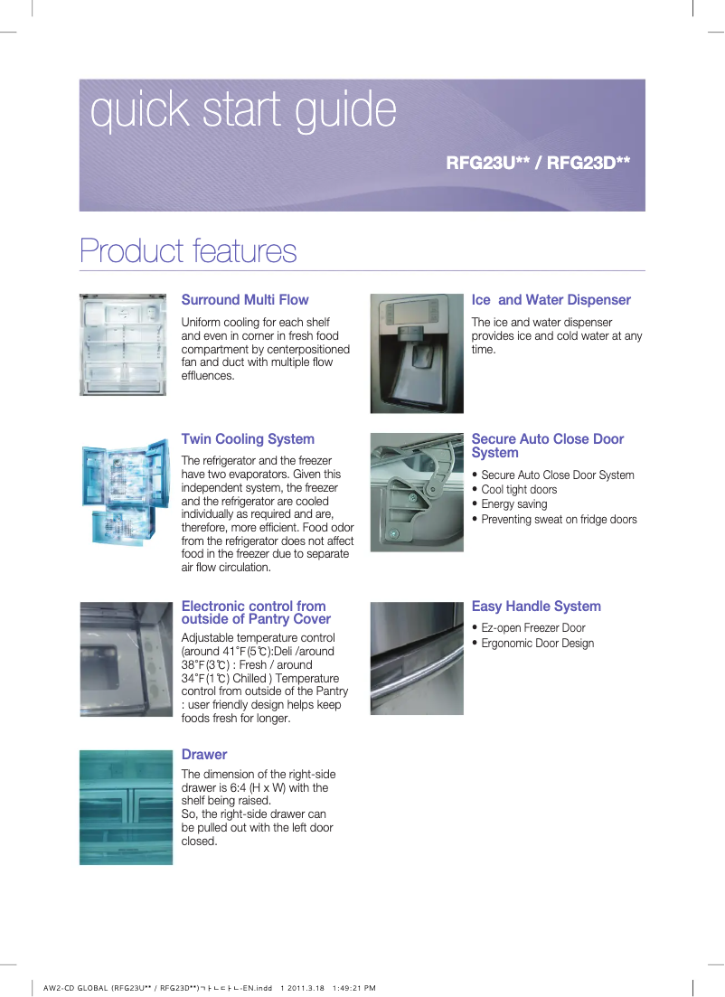 Page 1 de la notice Guide d'installation Samsung RFG23RESL