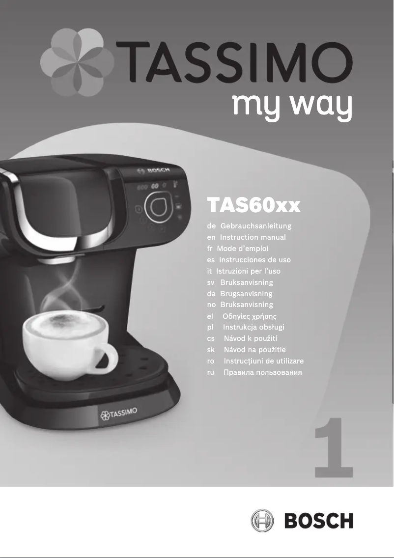 Page 1 of the manual User Manual Bosch Tassimo MyWay TAS6003