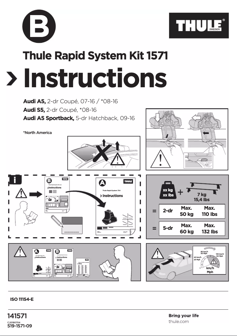 Page 1 de la notice Manuel utilisateur Thule Rapid System Kit 1571