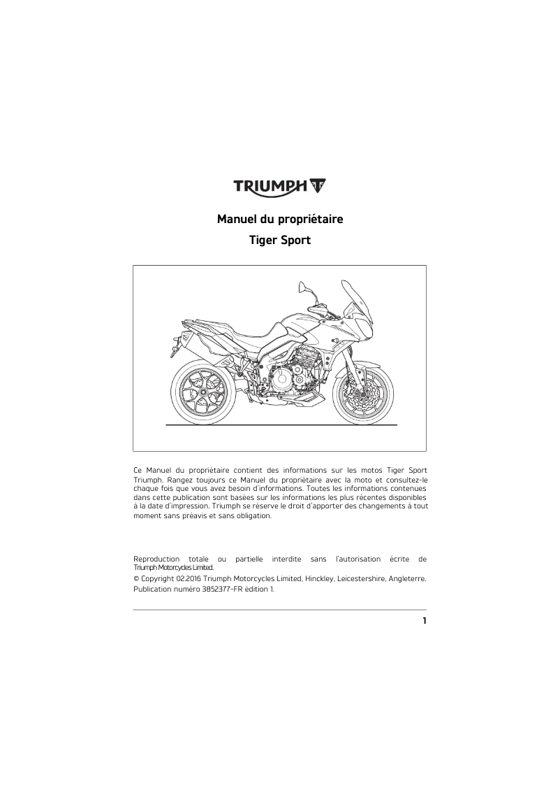 Image de la première page du manuel de l'appareil Tiger Sport (2020)
