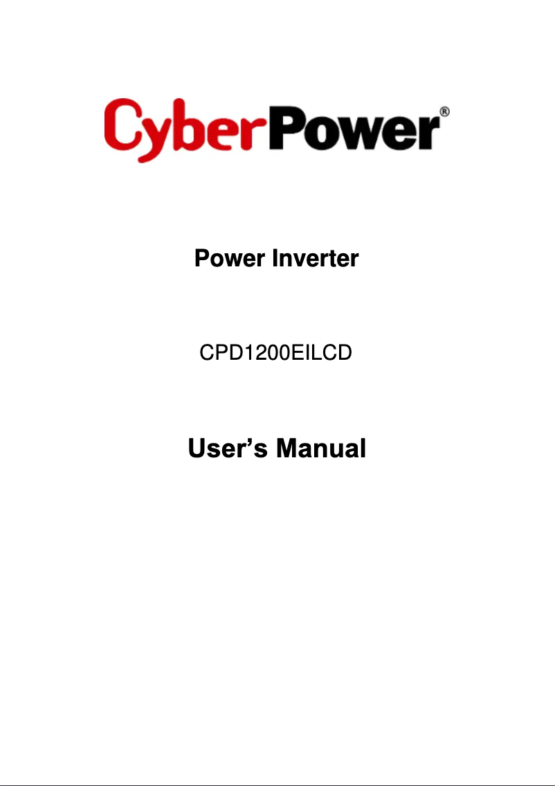 Page n°1 - Manuel utilisateur CyberPower CPD1200EILCD