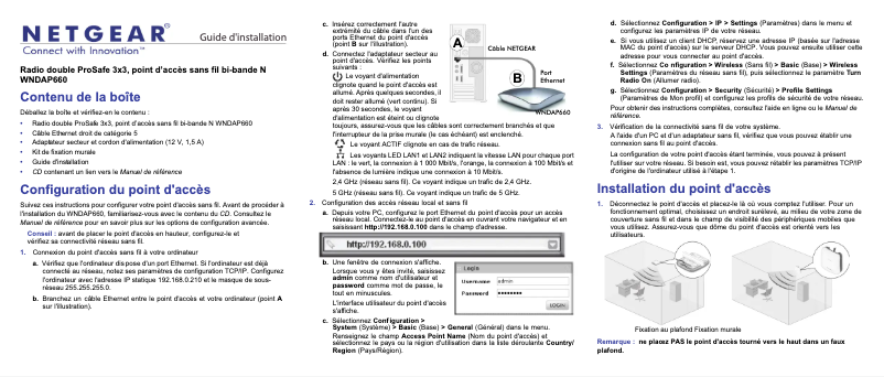 Page 1 de la notice Guide d'installation Netgear ProSafe WNDAP660
