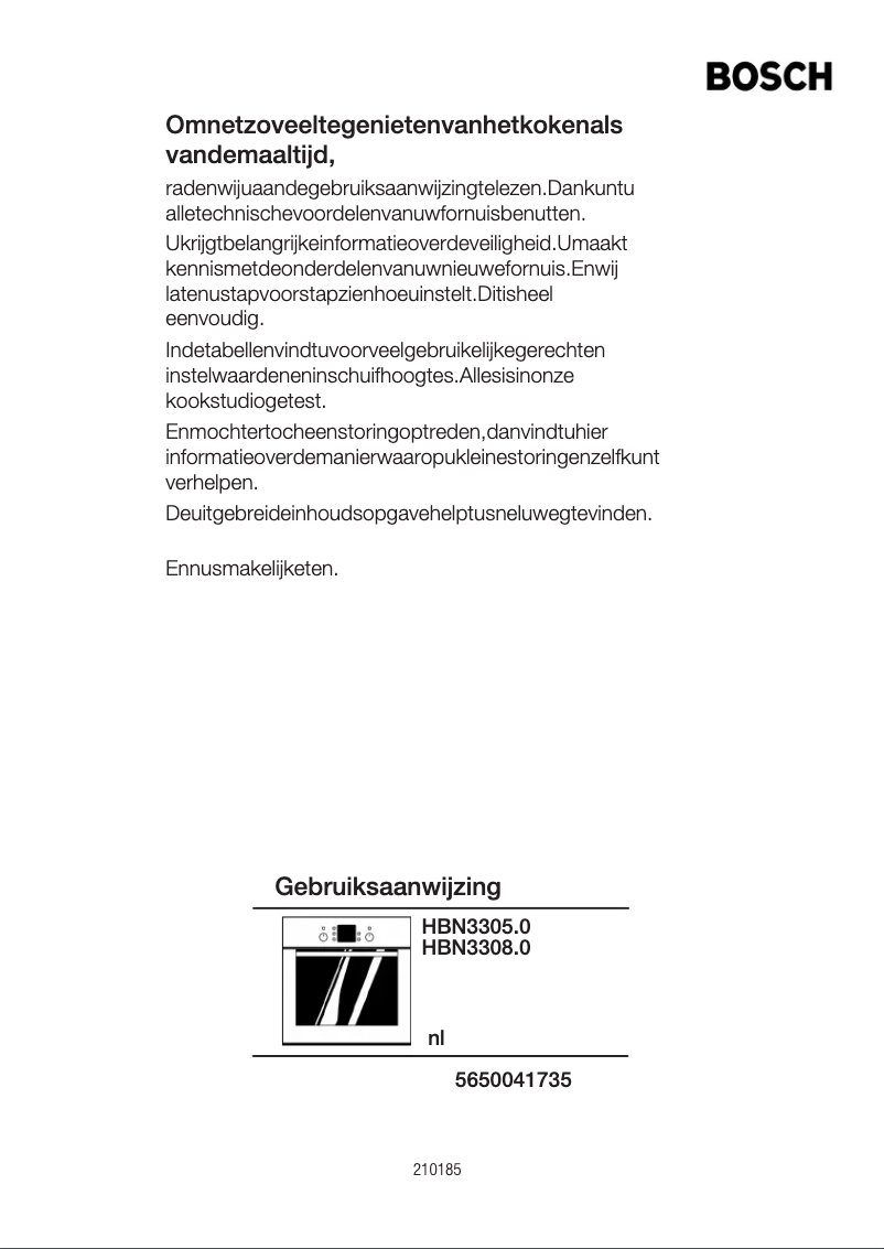 Page 1 de la notice Manuel utilisateur Bosch HBN330540