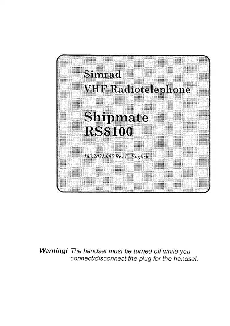 Page 1 de la notice Manuel utilisateur Simrad RS8100 Shipmate