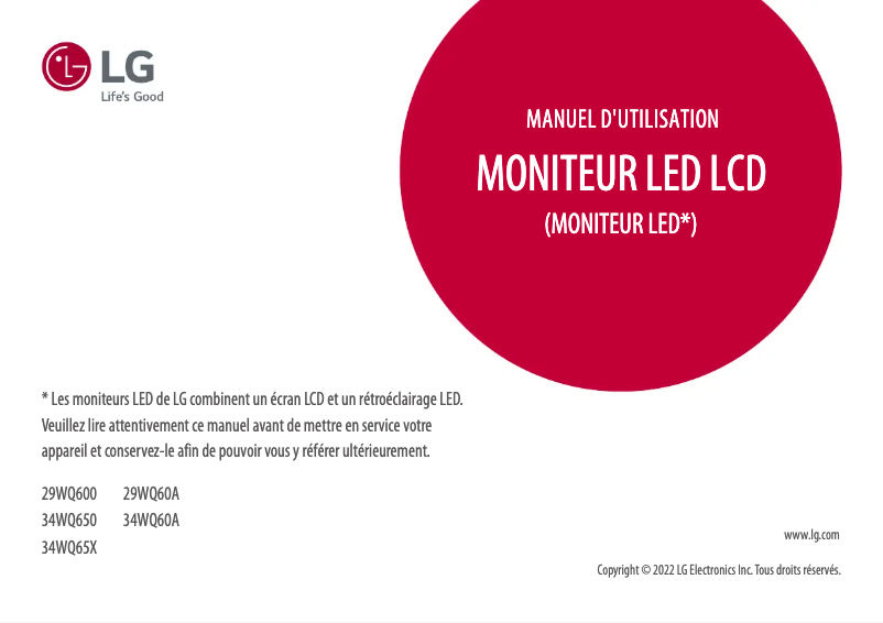 Page n°1 - Manuel utilisateur LG UltraWide 29WQ600