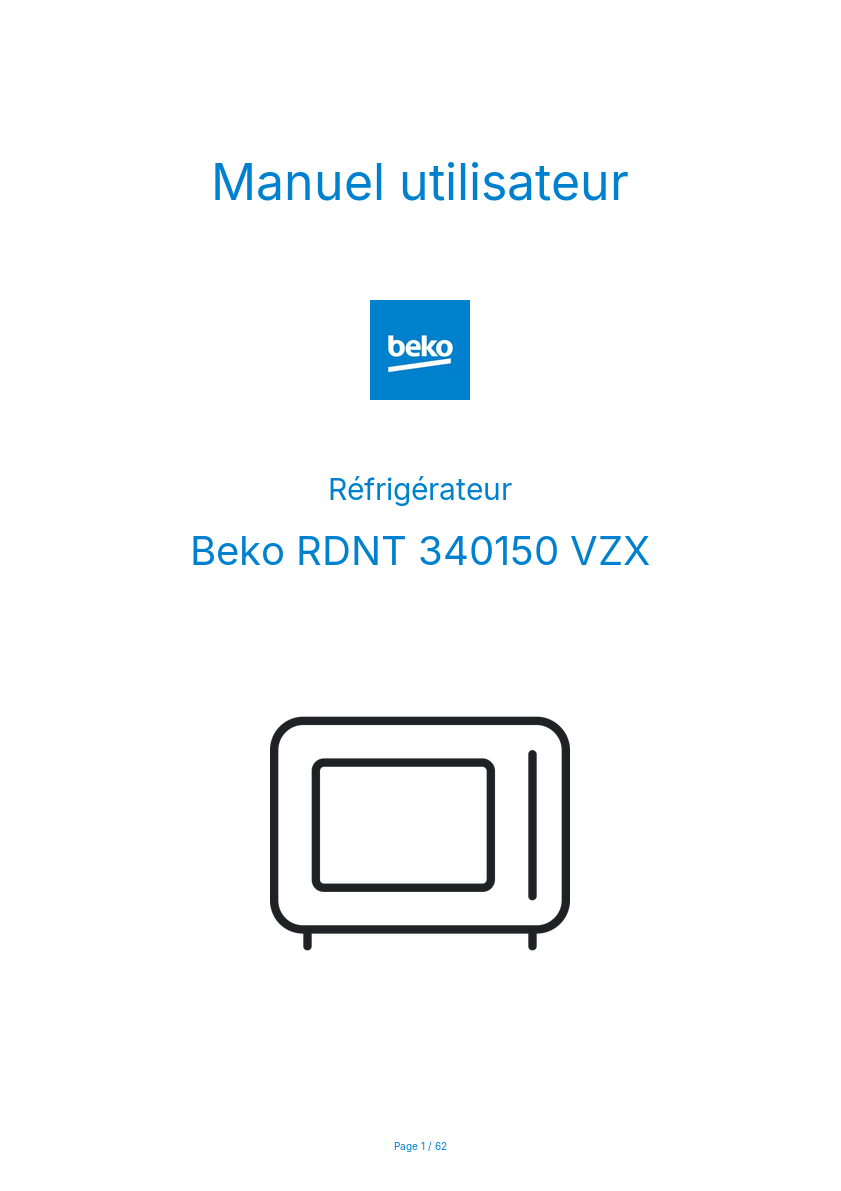 Page n°1 - Manuel utilisateur Beko RDNT 340150 VZX