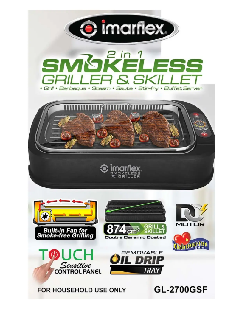 Page 1 de la notice Manuel utilisateur Imarflex Smokeless Griller GL-2700GSF