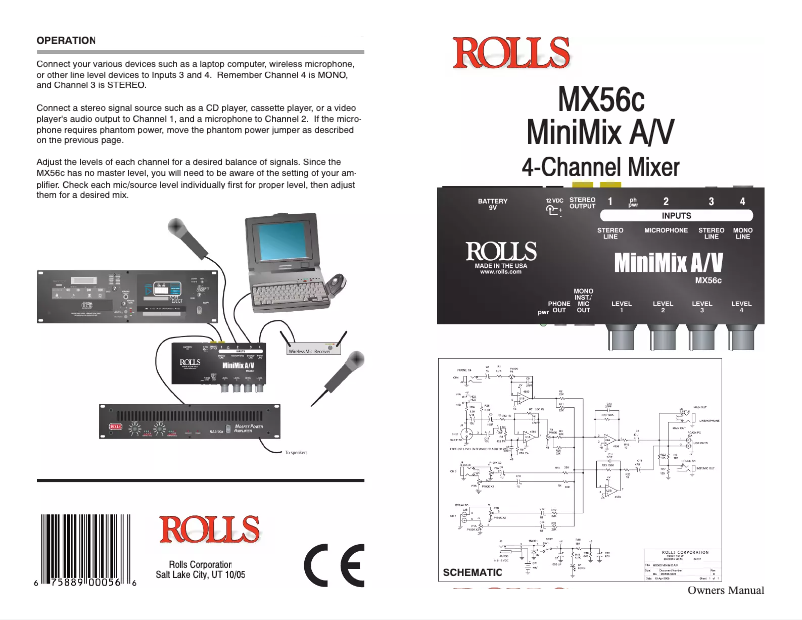 Image de la première page du manuel de l'appareil MiniMix A/V MX56c