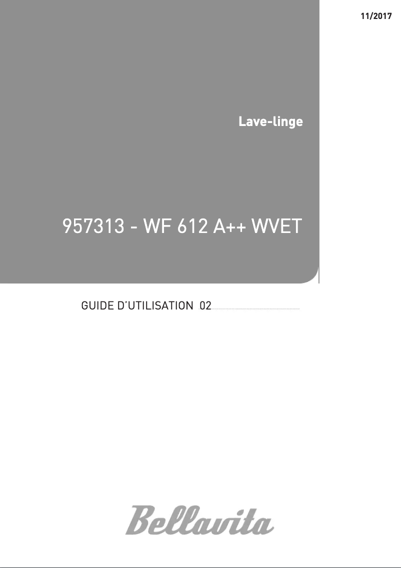 Page n°1 - Manuel utilisateur Bellavita WF 612 A++ WVET