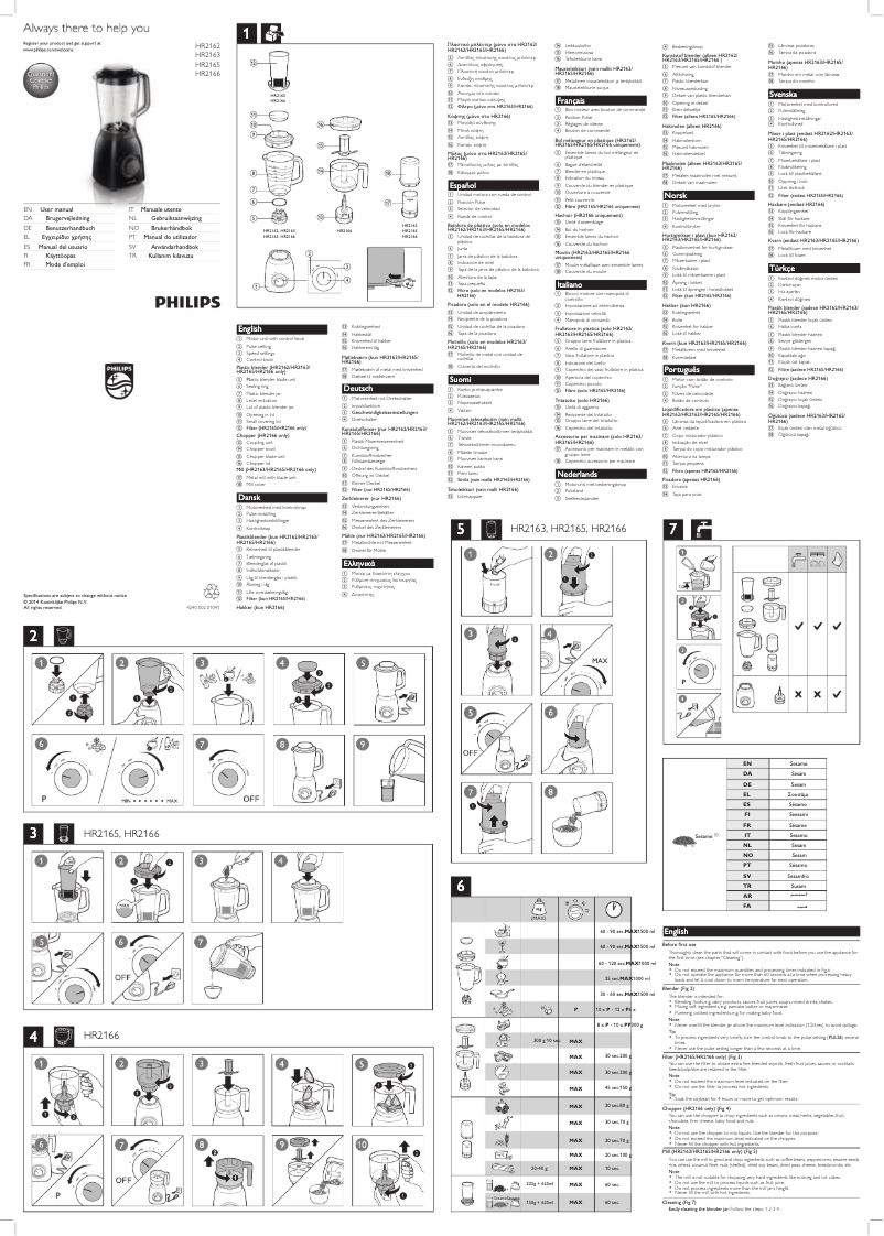 Page n°1 - Manuel utilisateur Philips Viva Collection HR2162