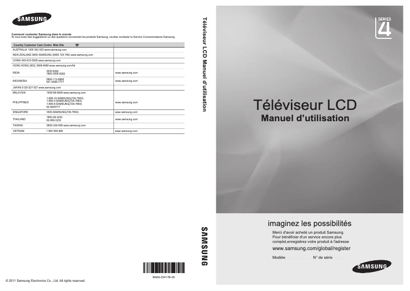 Page 1 de la notice Manuel utilisateur Samsung LA19D400E1