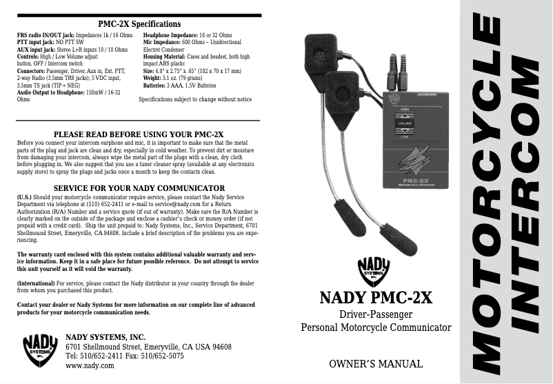 Página 1 del manual Manual de usuario Nady Systems PMC-2X