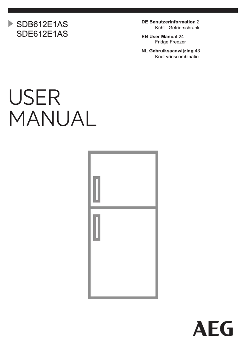 Page n°1 - Manuel utilisateur AEG SDB612E1AS