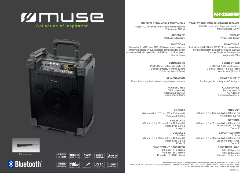 Page n°1 - Manuel utilisateur Muse M-1910 T