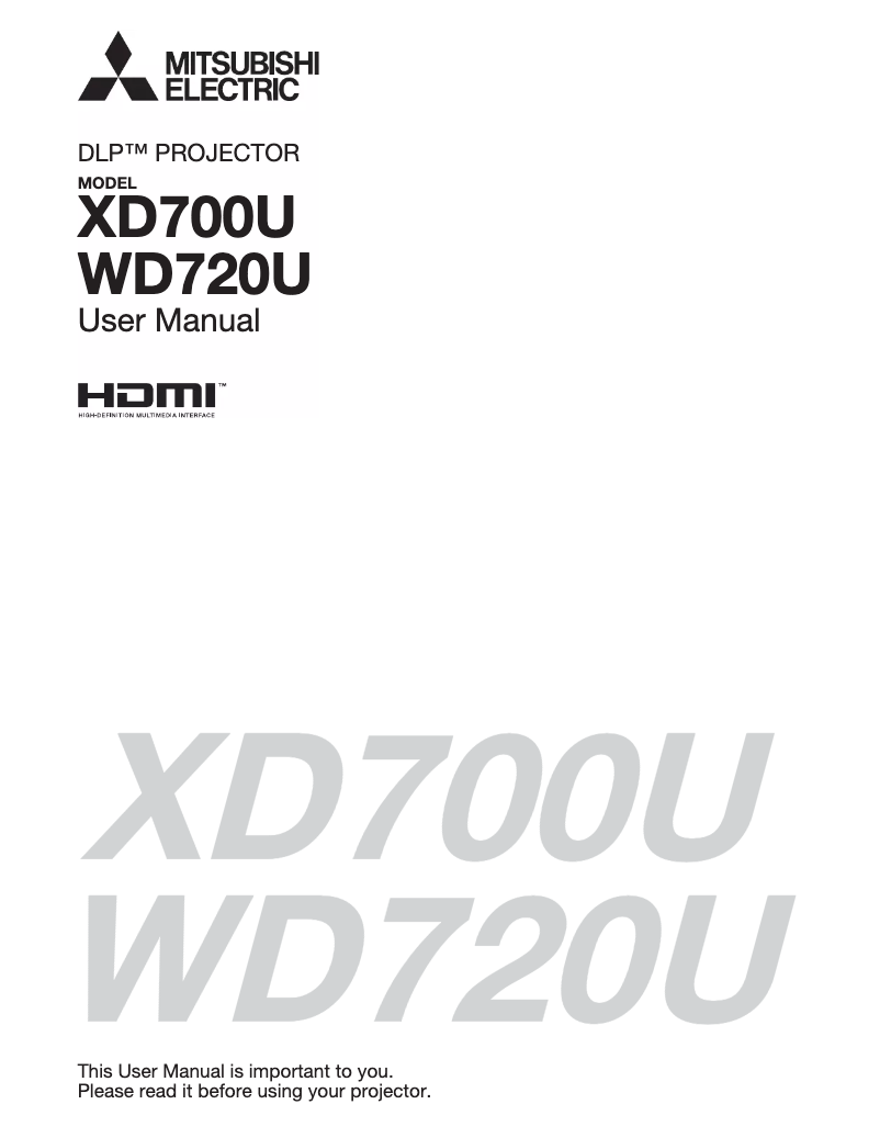 Image de la première page du manuel de l'appareil XD700U