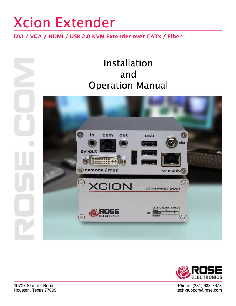 Page 1 de la notice Manuel utilisateur Rose XCK-2DTXUH1H