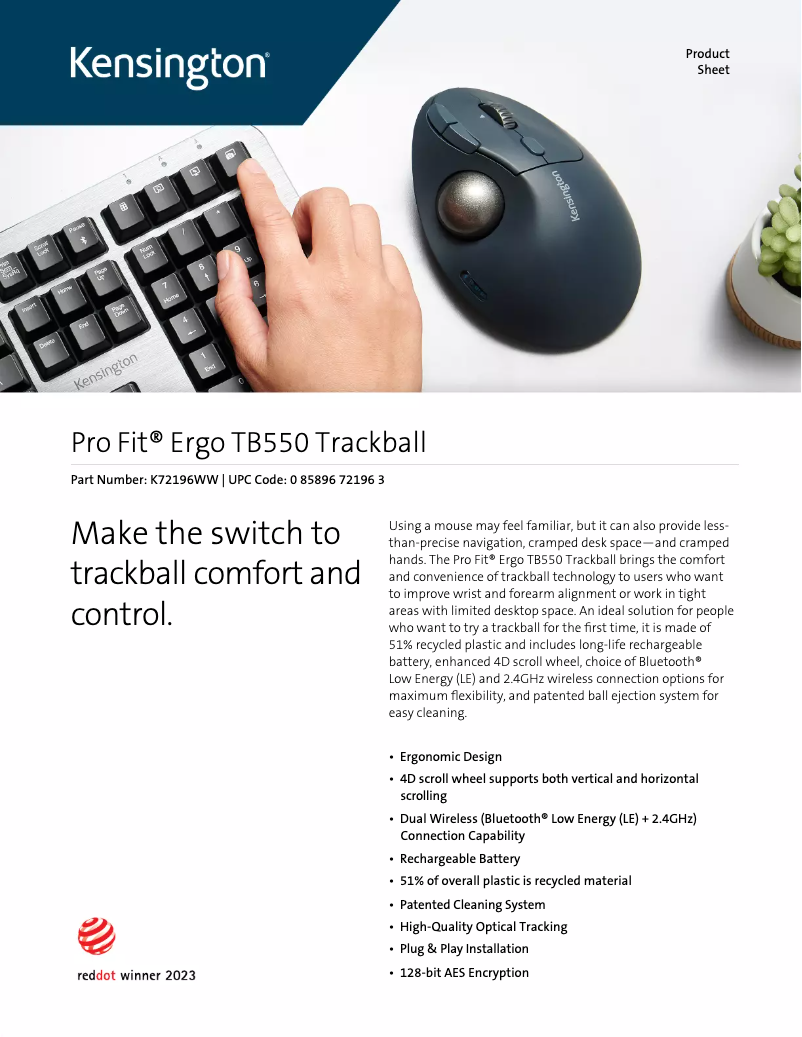 Page n°1 - Manuel utilisateur Kensington TB550