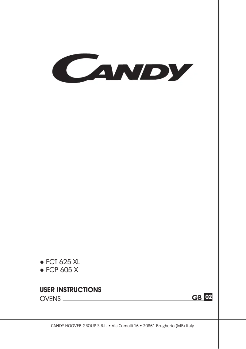 Page 1 de la notice Manuel utilisateur Candy FCP 605 X