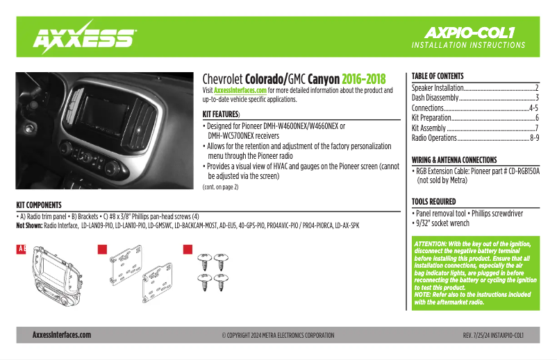 Image de la première page du manuel de l'appareil AXPIO-COL1