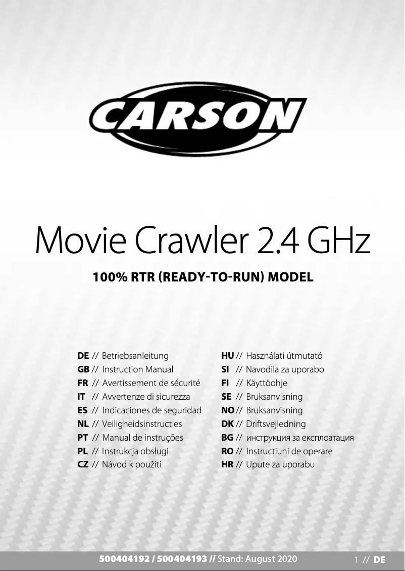 Page 1 de la notice Manuel utilisateur Carson Movie App Crawlee