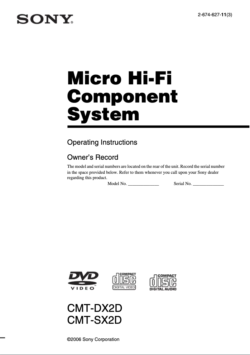 Image de la première page du manuel de l'appareil CMT-DX2D