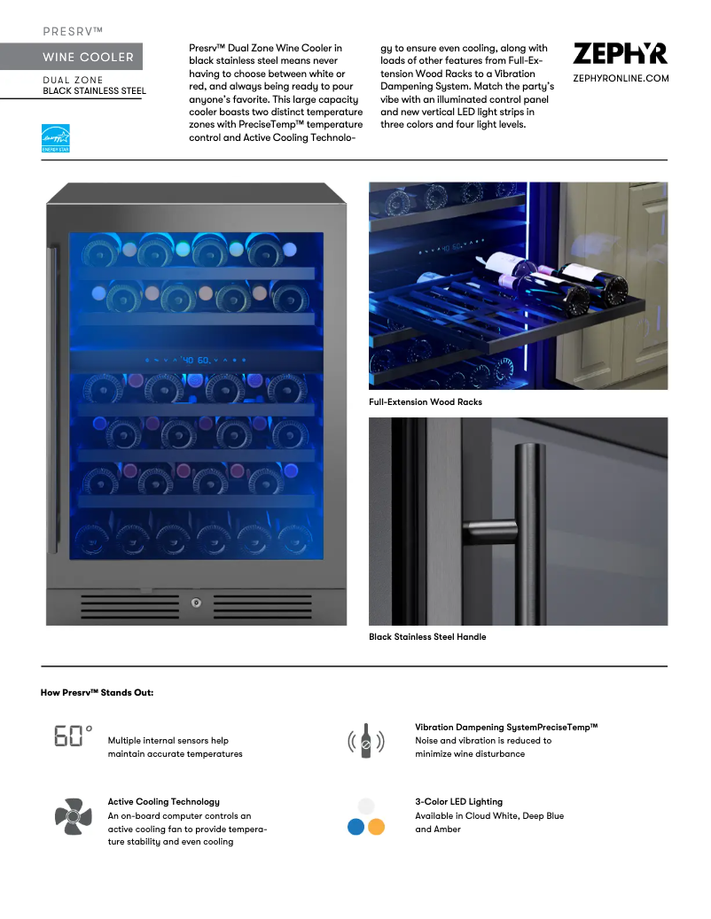 Page 1 de la notice Fiche technique Zephyr Presrv PRW24C02CBSG